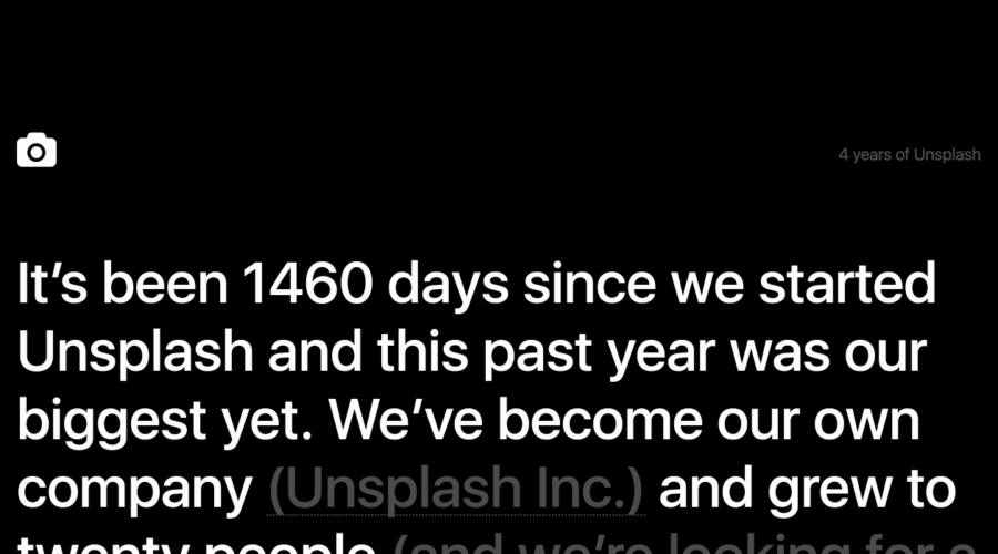 4 years of Unsplash website