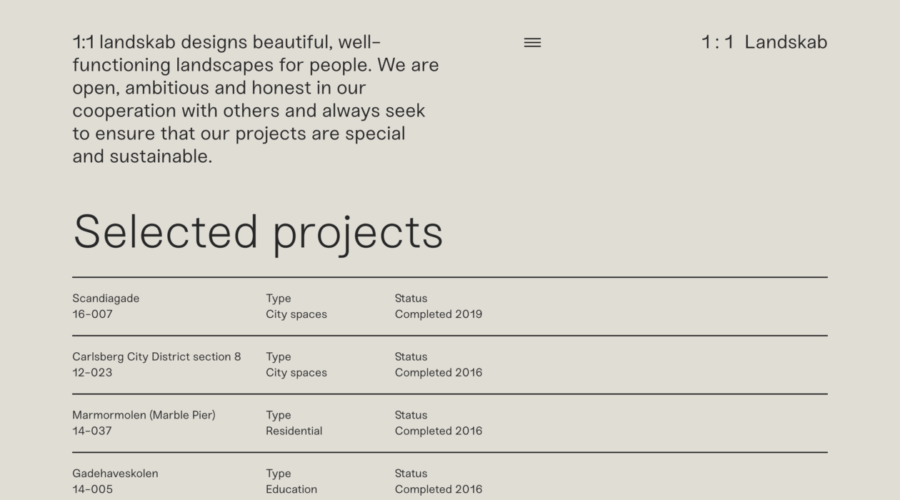1 : 1 Landskab website