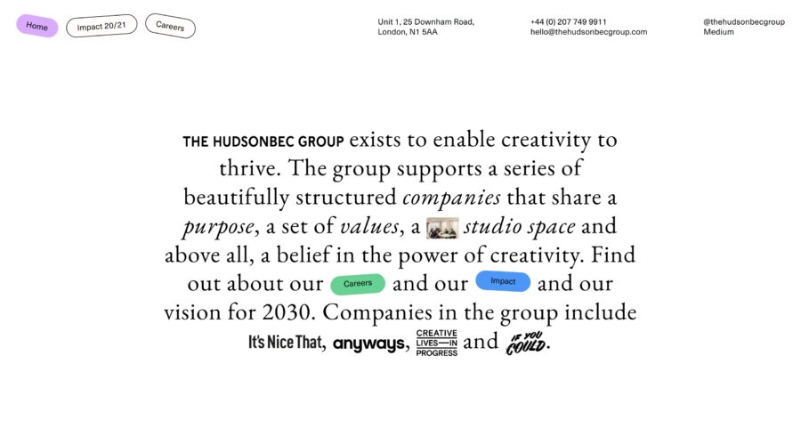 The HudsonBec Group website