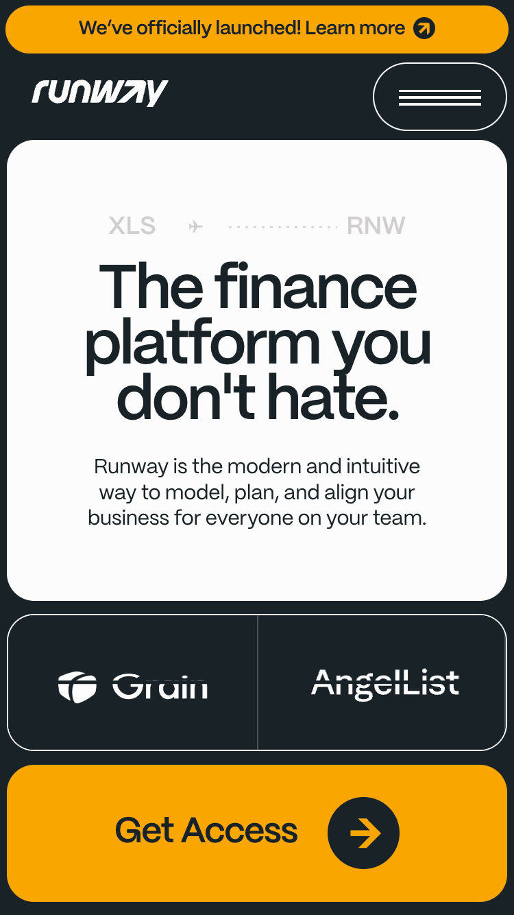 Runway Financial website