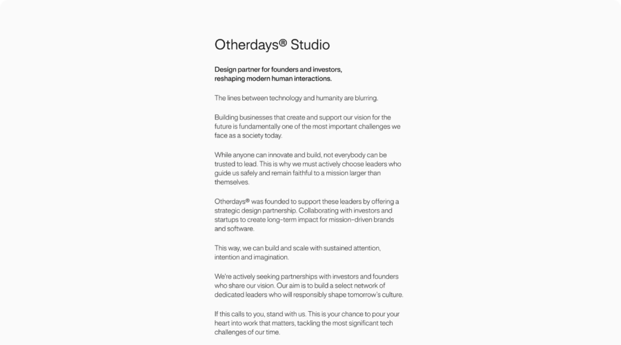 Otherdays Studio website