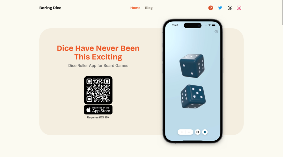 Boring Dice website