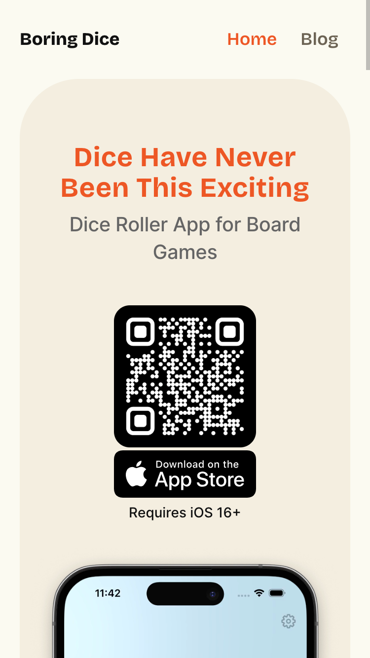 Boring Dice website