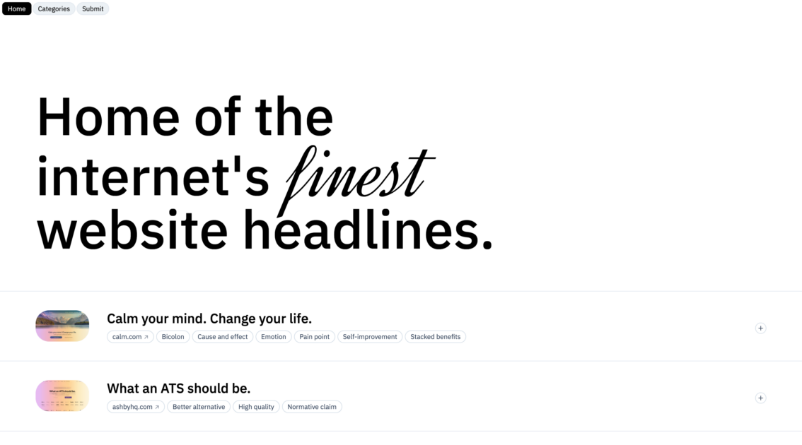 Website Headlines on Minimal Gallery