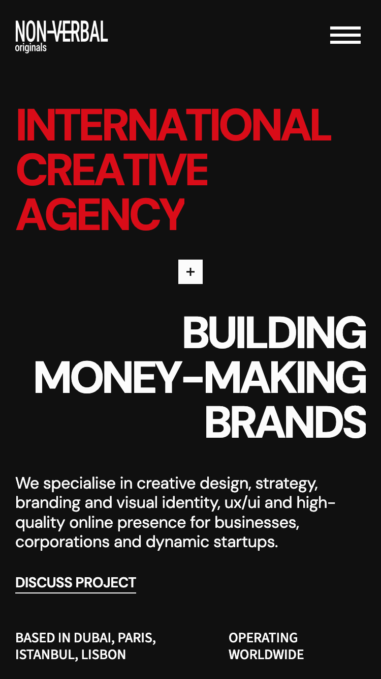 Non-Verbal Originals – Creative Agency website
