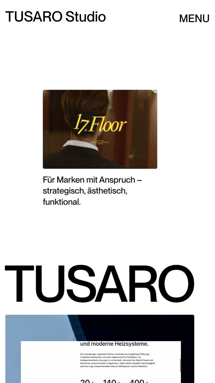 Tusaro Studio website