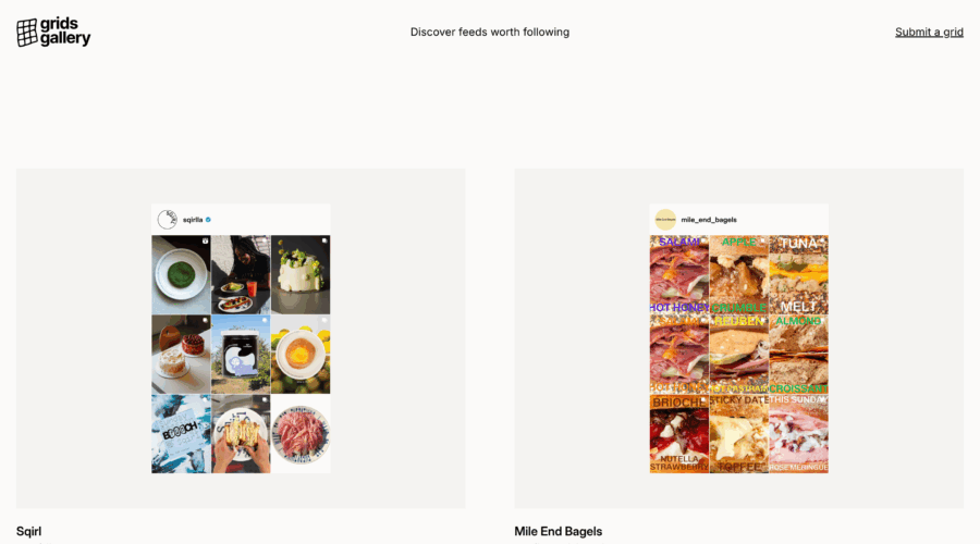 Grids Gallery website