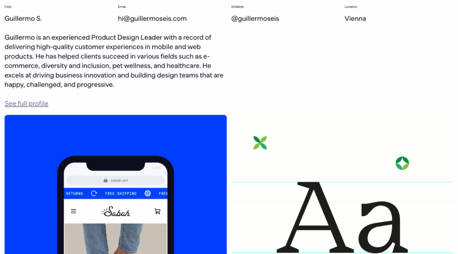 Guillermo Folio website