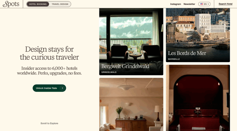 Spots Travel website