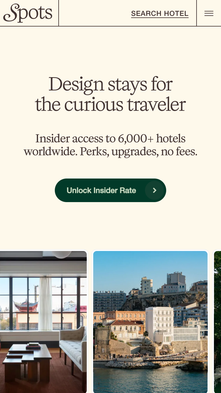 Spots Travel website