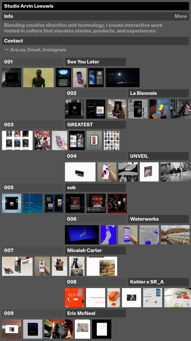 Studio Arvin Leeuwis website