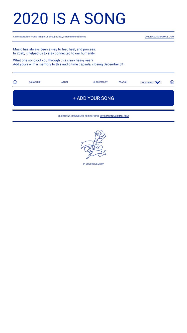 2020 IS A SONG website mobile