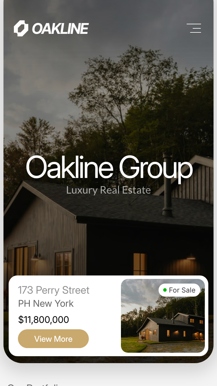 Oakline website mobile