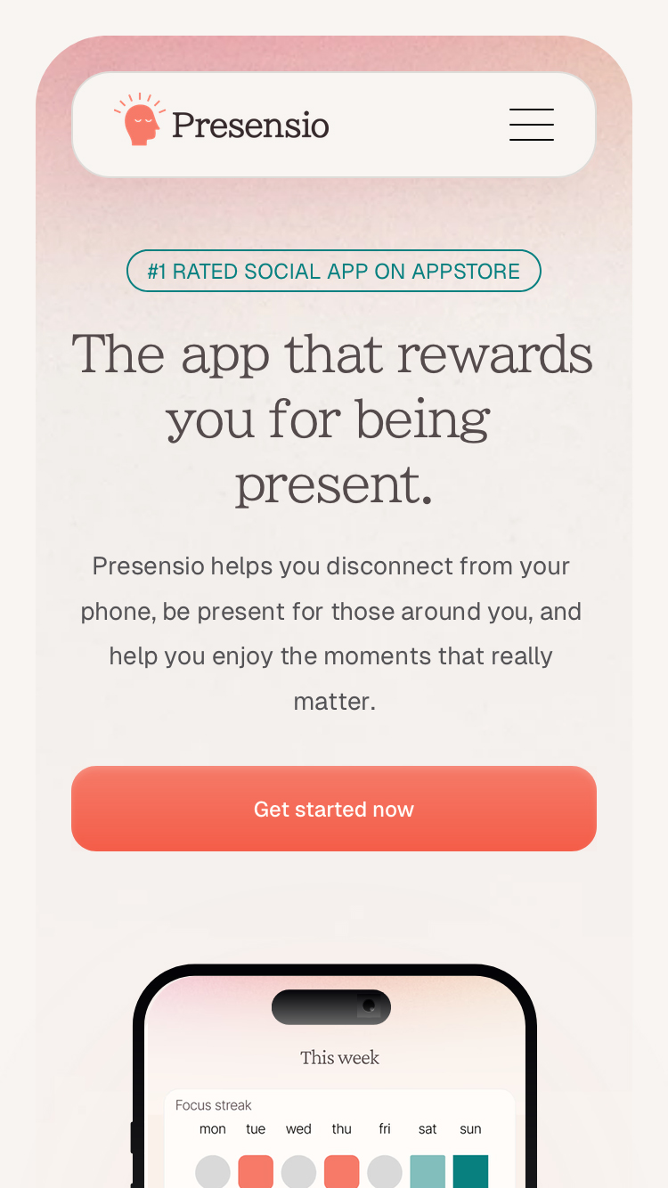 Presensio website mobile