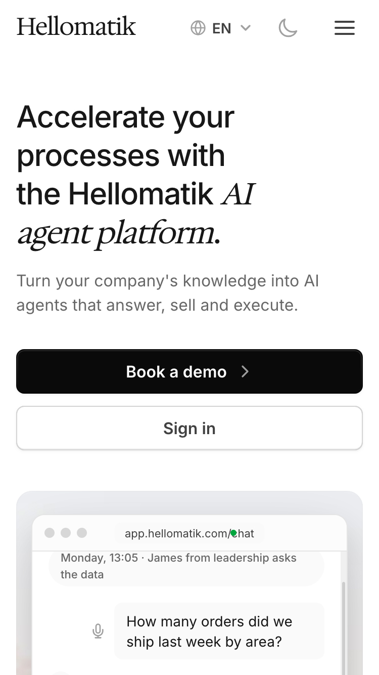 Hellomatik website mobile
