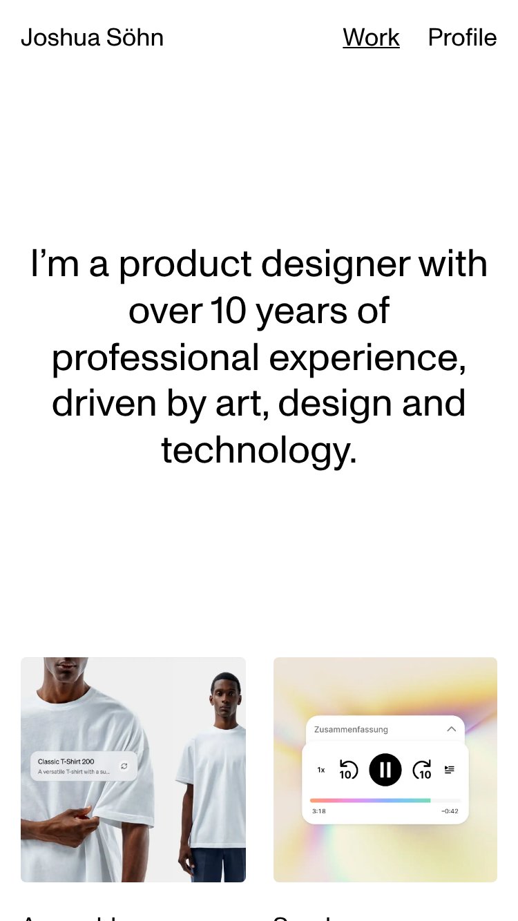 Joshua Söhn website mobile
