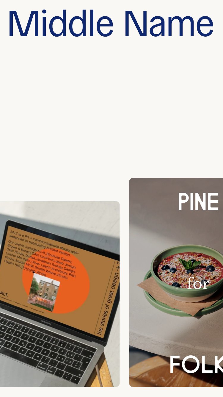 Middle Name website mobile