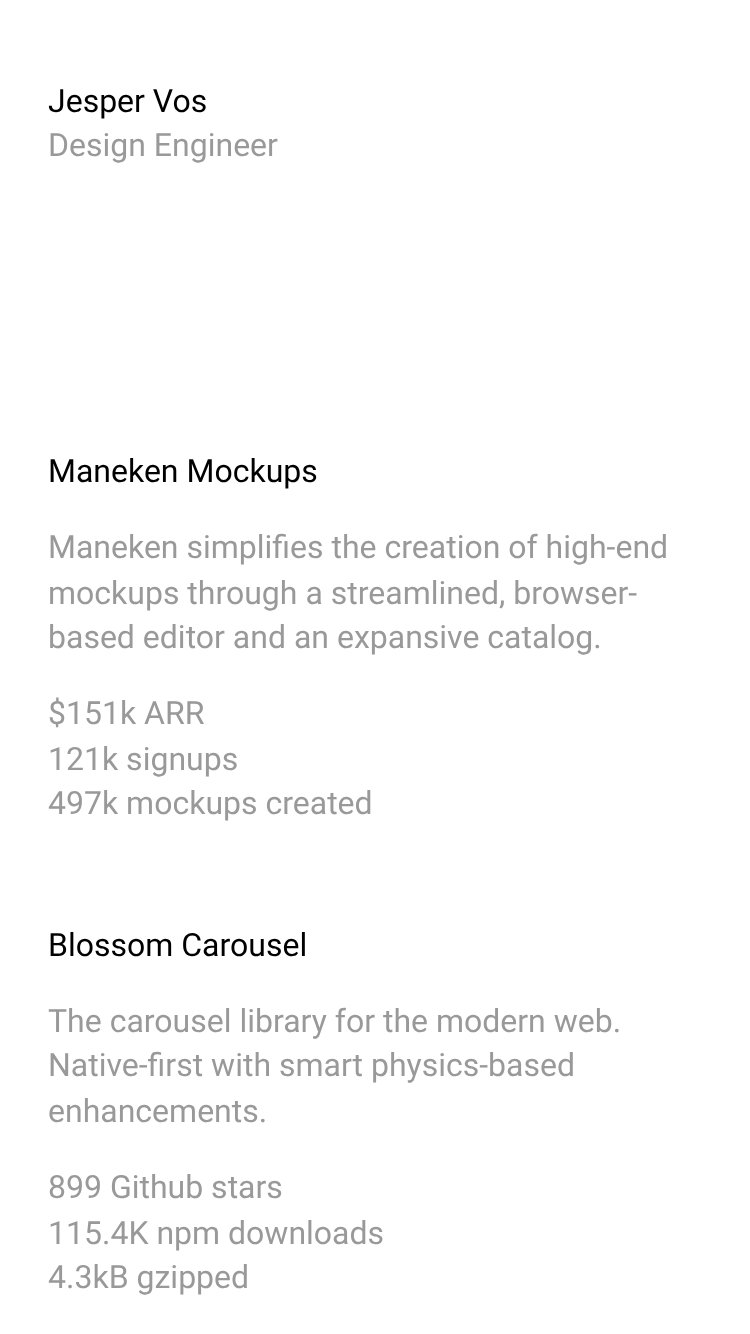 Jesper Vos website mobile