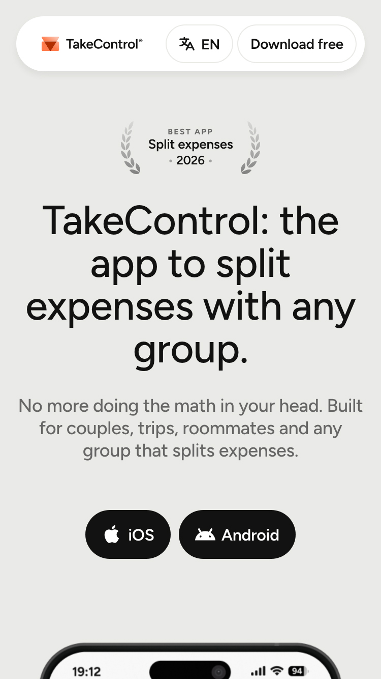 TakeControl website mobile