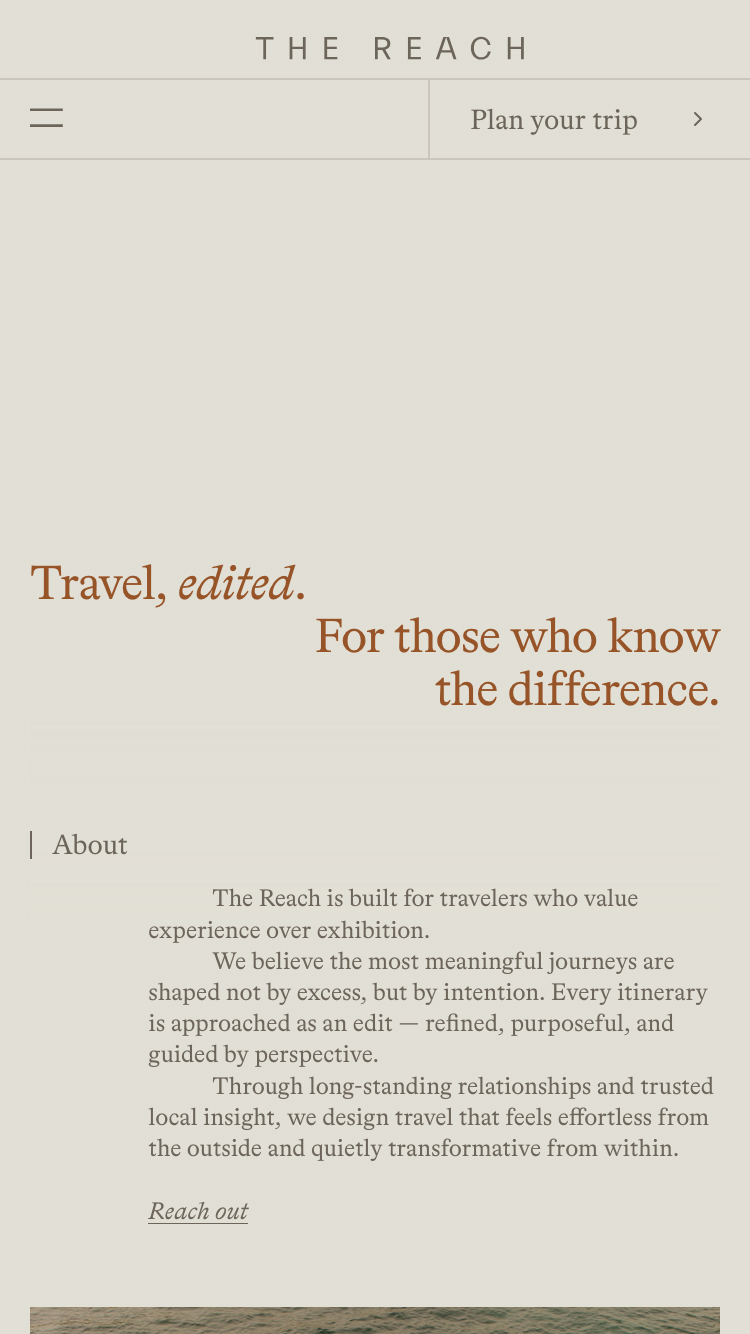 The Reach website mobile