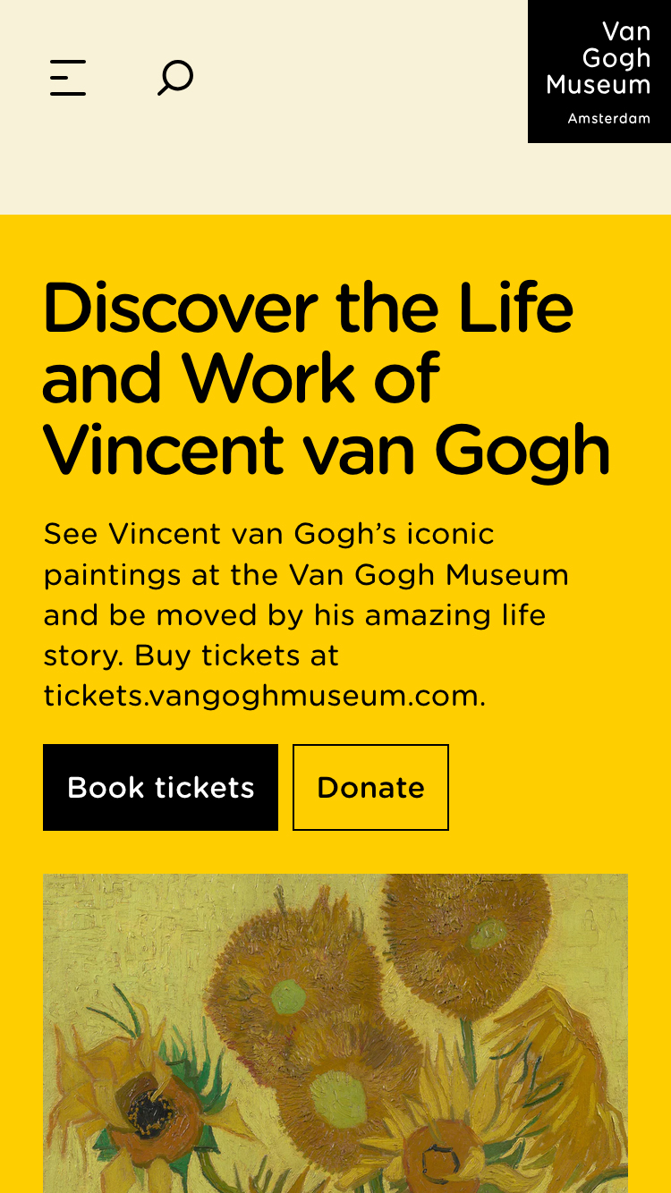 Van Gogh Museum website mobile