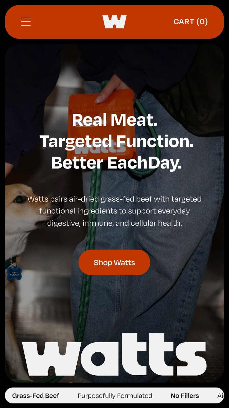 Watts Pet website mobile