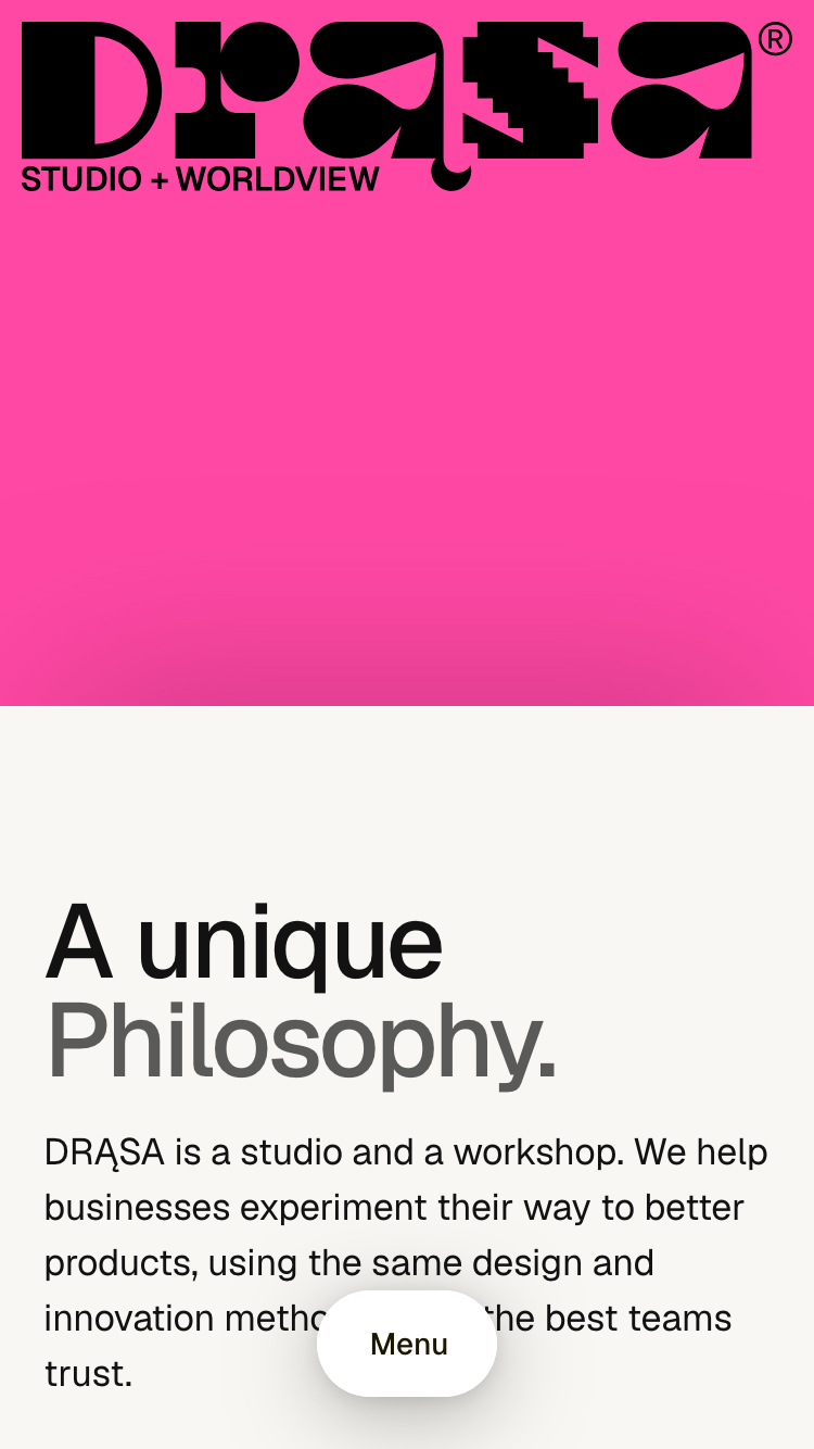 DRĄSA Studio website mobile